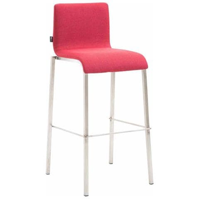 Sgabello Bar Kado Impilabile I Sedia Cucina Imbottita in Stoffa I Sedia Bancone con Gambe Squadrate in Metallo Alt. 75 CM Rosso Acciaio Inox