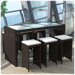 13 Pezzi Set Bar Da Giardino In Poly Rattan Marrone características