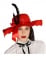Cappello rosso con piume per donna en oferta