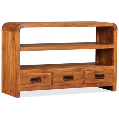 Mobile Porta Tv Legno Massello E Finitura Sheesham 90x30x55 Cm