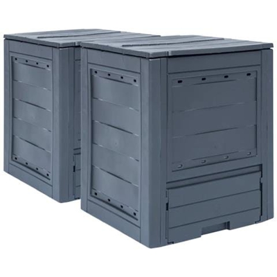 Compostiere Per Giardino 2 Pz Grigio 60x60x73 Cm 520 L