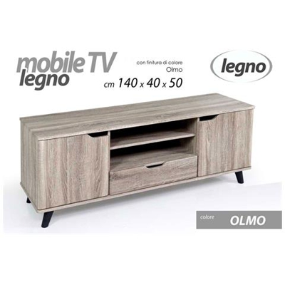 Porta Tv Basso Con Cassetto Ed Ante Olmo Cm 140 X 40 X 50 H