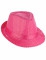 Cappello borsalino paillettato rosa fluo adulto