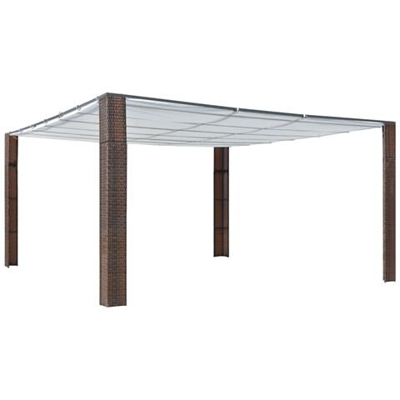 Gazebo Con Tetto In Polyrattan 400x400x200cm Marrone E Crema