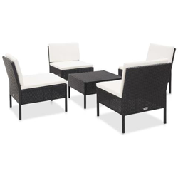 Set Divani Da Giardino 5 Pz Con Cuscini In Polyrattan Nero precio