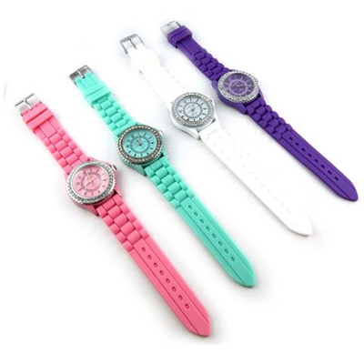 set di quattro orologi 'absolu' verde rosa bianco viola - [ k7046]
