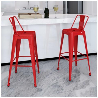 Sgabelli Da Bar Quadrati Con Supporto Spalle 2 Pezzi Rosso