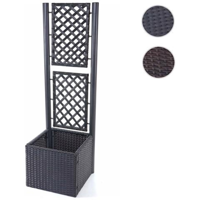 Vaso Portavasi Per Piante Rampicanti Hwc-d76 Polyrattan 43x43x142cm Antracite