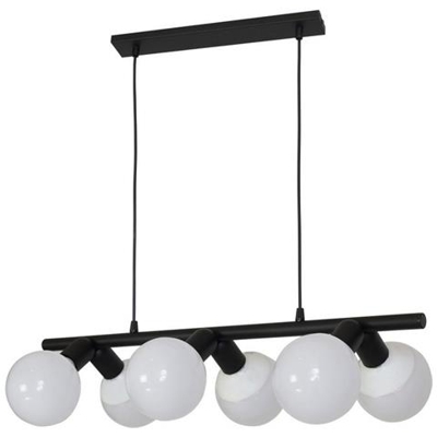 Lampada A Sospensione Lyra, Lampadario, Da Soffitto, Nero In Metallo, 71 X 15 X 74 Cm, 6 X E27, Max 60w