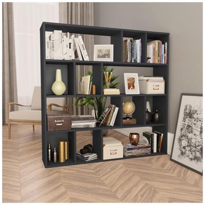 Libreria / divisorio Nero Lucido 110x24x110 Cm In Truciolato