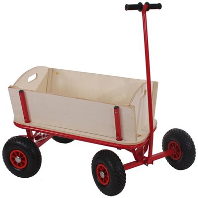 Carriola Carretto Legno Per Bambini Oliveira 61x92x56cm Con Freno Senza Tetto