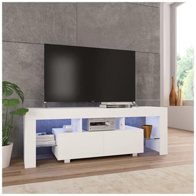 Mobile Porta Tv Con Luci Led Bianco Lucido 130x35x45 Cm