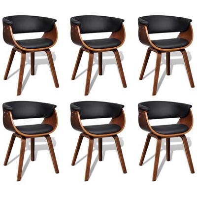 Sedia Moderna Da Tavola In Pelle Artificiale E Legno 6 Articoli