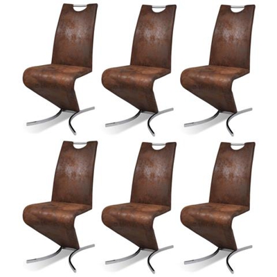 Sedia Marrone Oscillante Pelle Artificilale Appoggi A H Set 6 Pz