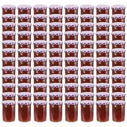 Vasi Marmellata In Vetro Coperchio Bianco E Viola 96 Pz 400 Ml precio