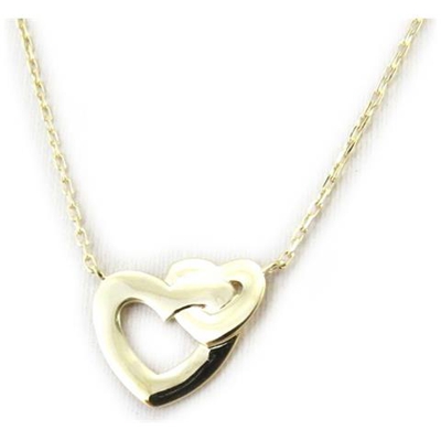 collana placcato oro 'love' dorato (2 core) - [ m8844]