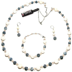 Set Di Gioielli Ganelli Con Gemme Semipreziose Howlite, Agate Crackle - Lunga Collana, Bracciale, Orecchini características