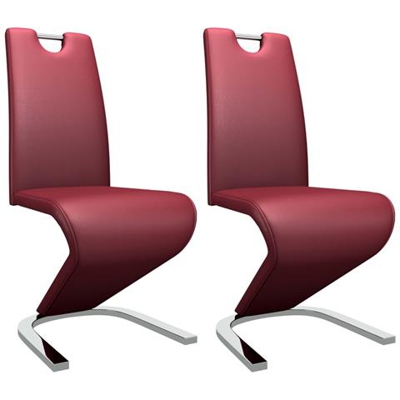 Sedie Da Pranzo Struttura A Zigzag 2 Pz Rosso Vino Similpelle