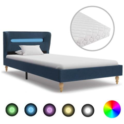 Letto Con Led E Materasso Blu In Tessuto 90x200cm características