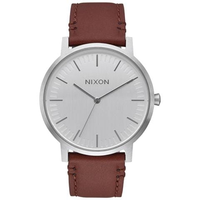 Orologio Nixon Porter Leather Argento Marrone (default, Argento)