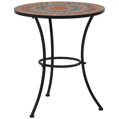 Tavolino Da Bistrot Con Mosaico Arancio / grigio 60cm In Ceramica