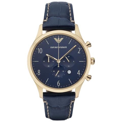 Orologio Solo Cronografo Ar1862 con Cinturino Blu Cassa Oro Uomo