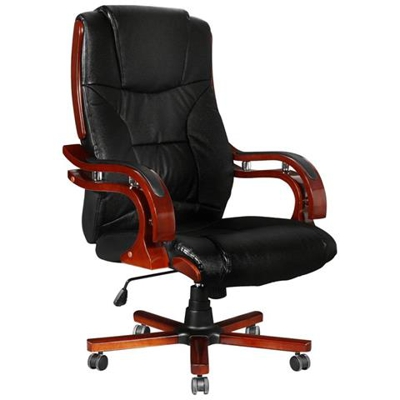 Sedia Poltrona Ufficio Girevole Direzionale Pelle E Legno