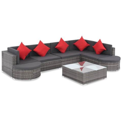 Set Divano Da Giardino 27 Pz In Polyrattan Grigio en oferta