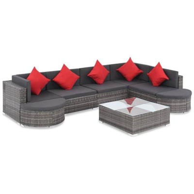 Set Divano Da Giardino 27 Pz In Polyrattan Grigio