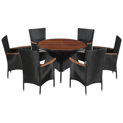 Set Da Pranzo Esterni 13 Pz In Rattan E Legno Massello D'acacia características