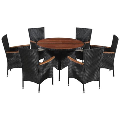 Set Da Pranzo Esterni 13 Pz In Rattan E Legno Massello D'acacia