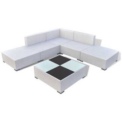 Set Da Seduta Giardino In Polirattan Bianco 15 Pz