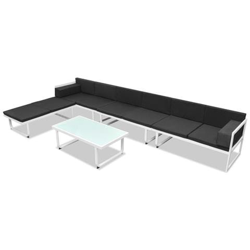 Divano da Giardino Set 17 pz Textilene Alluminio Nero e Bianco características