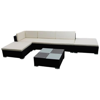 Set Da Seduta Giardino In Polirattan Nero 15 Pz