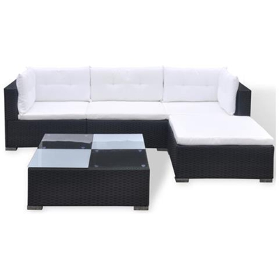 Set 14 Pz Divano Da Giardino In Polirattan Nero