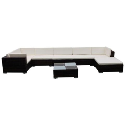 Set Divani da Giardino 8 pz con Cuscini in Polyrattan Marrone