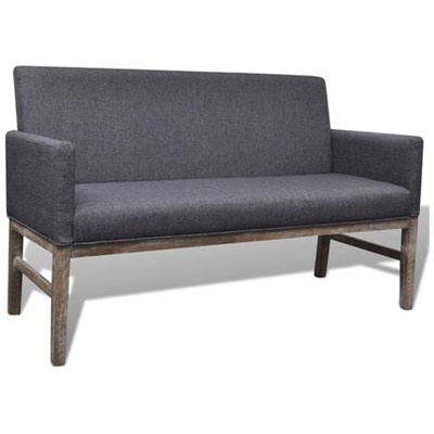 Panca con Cuscino Imbottito in Tessuto e Legno Grigio Scuro