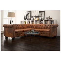 Divano Chersterfield 5 Posti Pelle Artificiale Marrone características