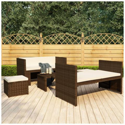 Set Divani Da Giardino 5 Pz Con Cuscini In Polyrattan Marrone características
