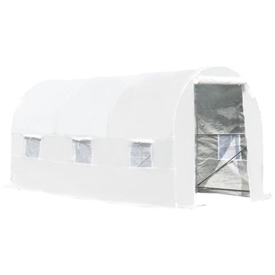 Serra Tunnel Con Struttura In Acciaio Zincato E Telo In Polietilene 6 Finestre Avvolgibili Bianco 4 X 2 X 2 M