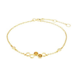 Braccialetto Con Citrino, Ispirato A Nido D'ape, In Oro Giallo 9 Kt, Con Citrino 0,108 Ct en oferta