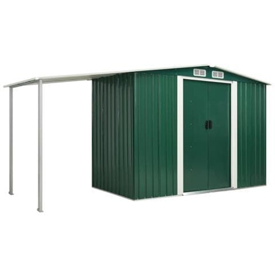 Capanno Giardino Porte Scorrevoli Verde 386x131x178 Cm Acciaio