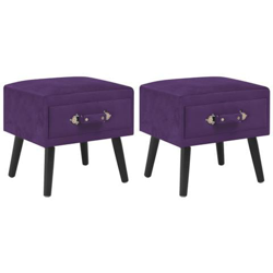Comodini Viola Scuro 2 Pz 40x35x40 Cm In Velluto en oferta