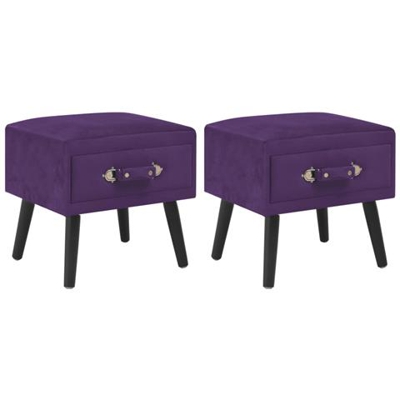 Comodini Viola Scuro 2 Pz 40x35x40 Cm In Velluto