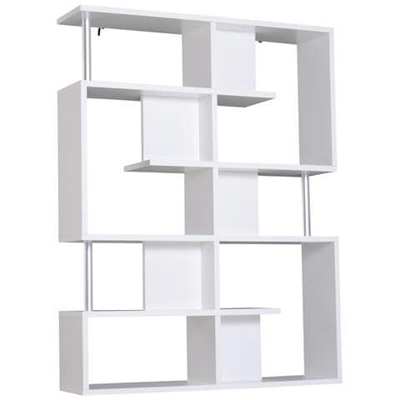 Scaffale Libreria Ad S Con 5 Ripiani In Legno Bianco 120 X 28.6 X 160 Cm