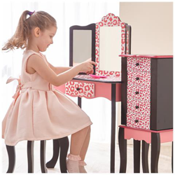 Set Toletta Sgabello Specchio Legno Rosa Bambini Teamson Kids Td-11670a en oferta
