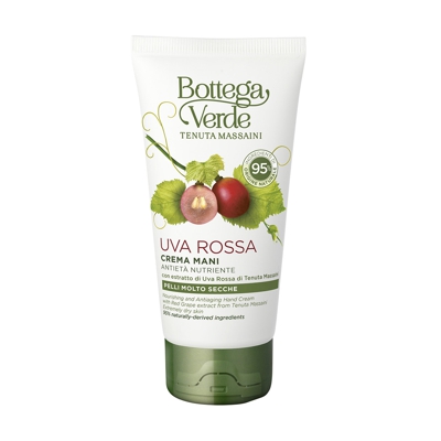Uva Rossa - Crema mani, antieta nutriente, con estratto di Uva Rossa di Tenuta Massaini (75 ml) - pelli molto secche