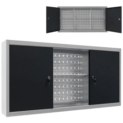 Armadio A Parete Stile Industriale In Metallo Grigio Nero