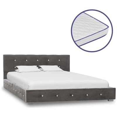 Letto Con Materasso Memory Foam Grigio In Velluto 120x200 Cm