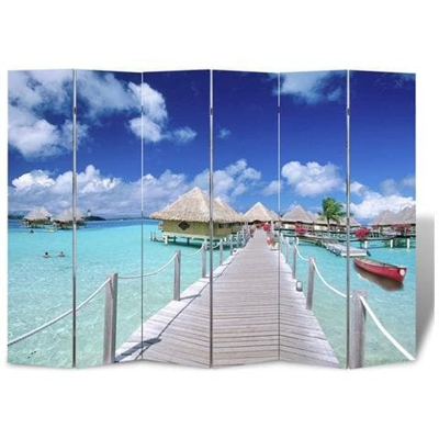Paravento Pieghevole 240x170 cm con Stampa Spiaggia